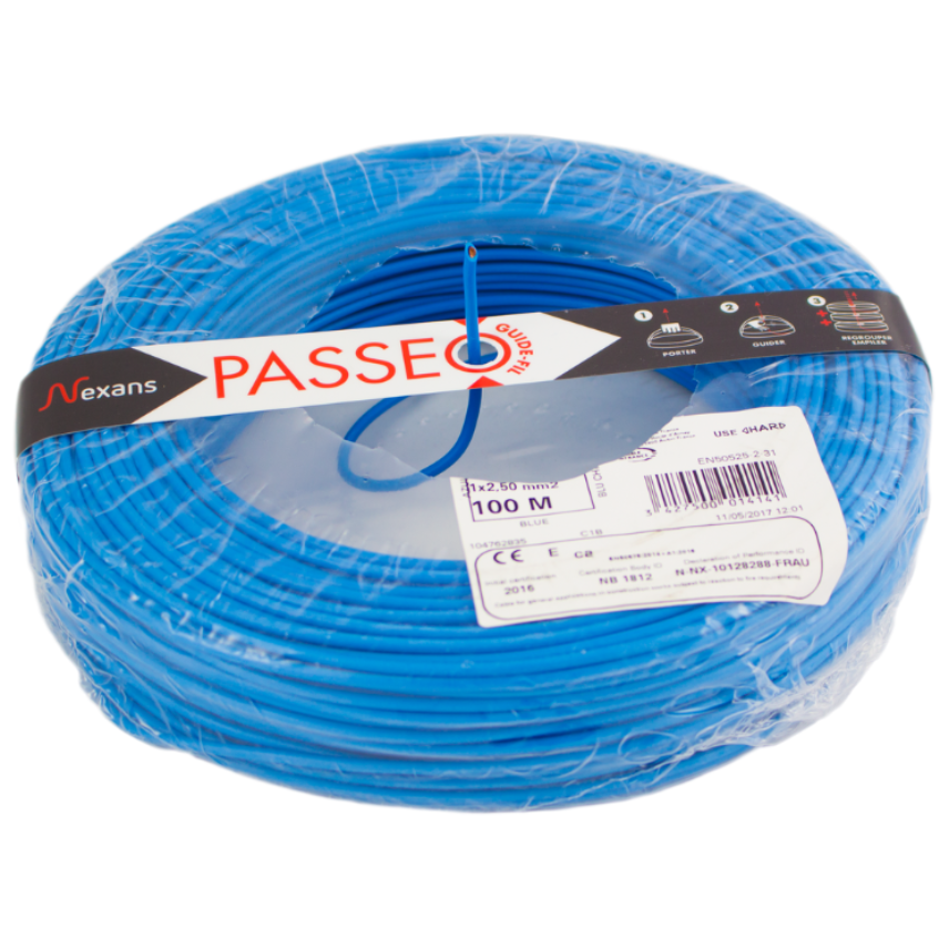 Nexans PASSEO H05V-K, 1x1mm², Azul, R200