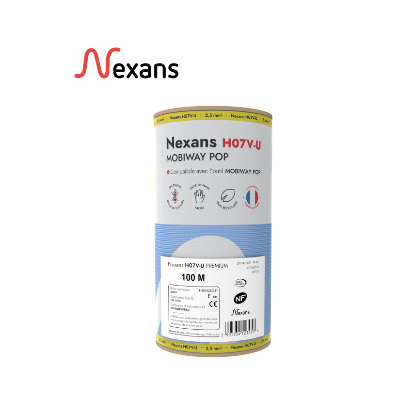 Nexans H07V-U MOBIWAY POP 1X2.5 azul R100m