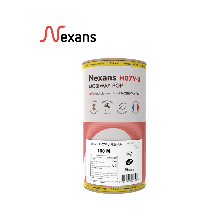Nexans H07V-U MOBIWAY POP 1X2.5 rojo R100m