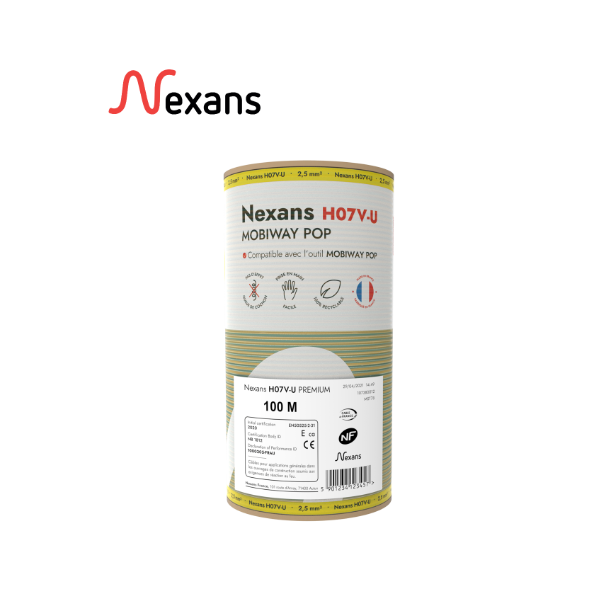 Nexans H07V-U MOBIWAY POP 1G2.5 amarillo/verde R100m
